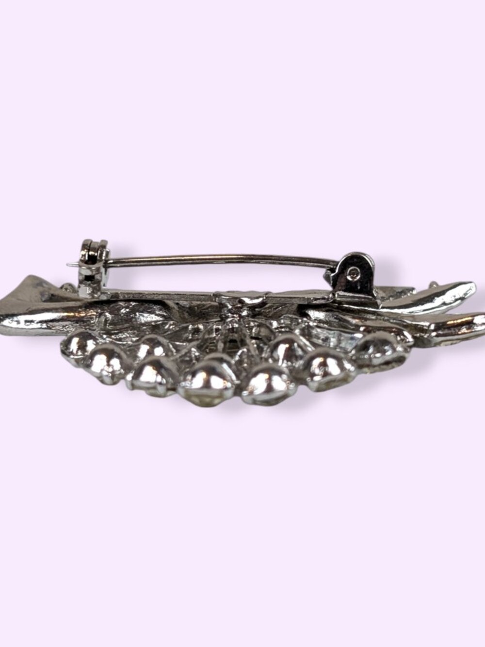 Vintage Mid-Century Atomic Ribbon Rhinestone Brooch - Picture 4 of 6